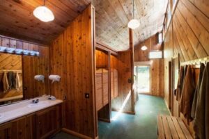 Sauna rooms at Feathered Pipe Ranch in Montana.