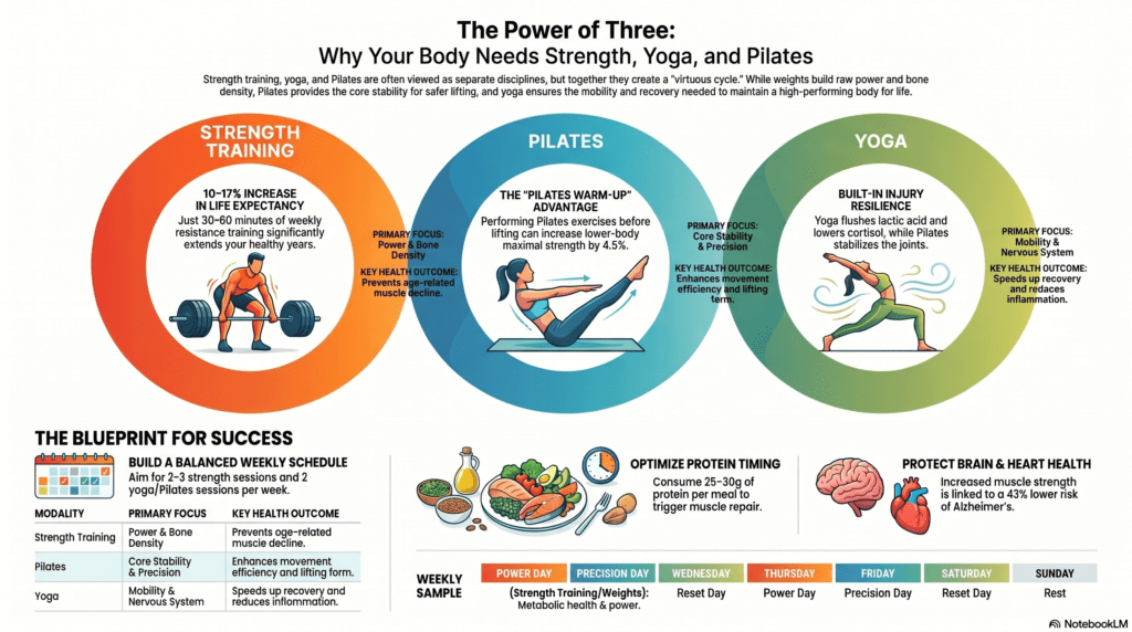 The power of three: why your body needs strength, yoga and pilates